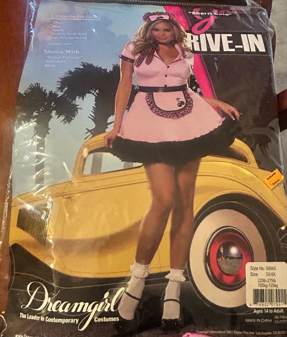 VINTAGE Y2K Dreamgirl Sherri Cola 50s Drive-In Waitress Plus Size Costume 3X/4X